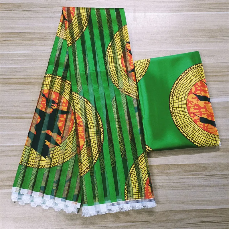 

Satin Organza fabric soft silk fabric african material ankara prints high quality for women dress 3+3 yards ! L10205