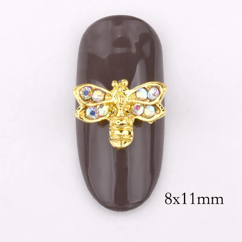 10 шт. металлического сплава пчелы дизайн 3D нейл-арта украшения золотые стразы Gem