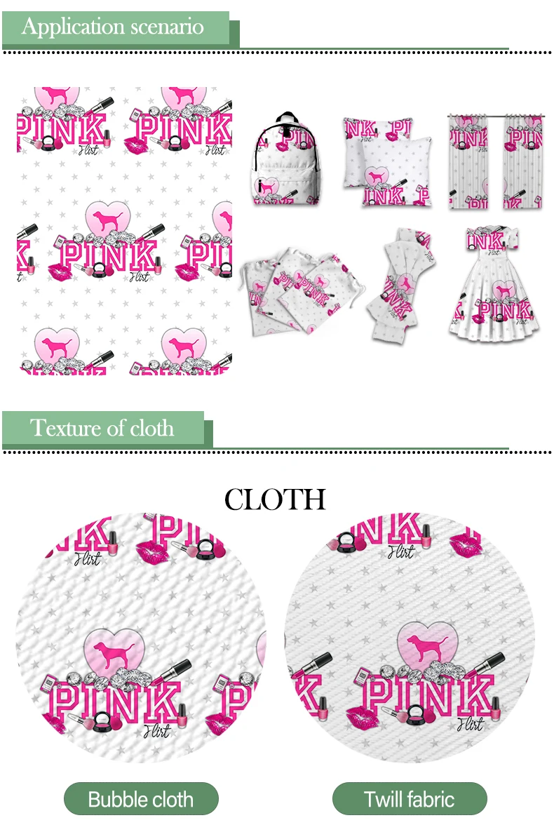 

Luxury Loving Pink Brand Polyester Cotton Fabric for Kids Clothes Hometextile Curtain Cushion Cover DIY 50*145CM