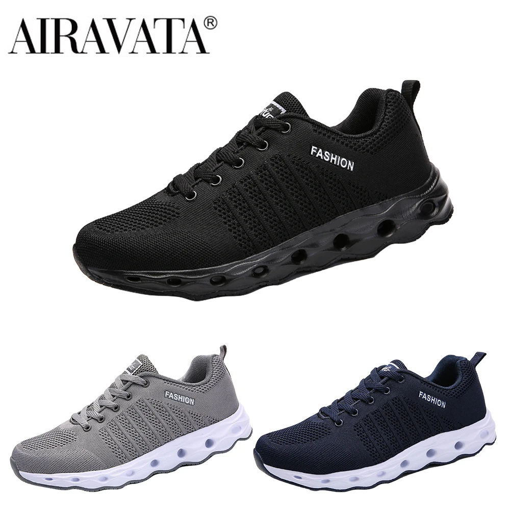 

Airavata Новинка 2022, мужские повседневные нескользящие легкие дышащие Спортивные кроссовки на шнуровке для бега, летающая тканая мужская обувь