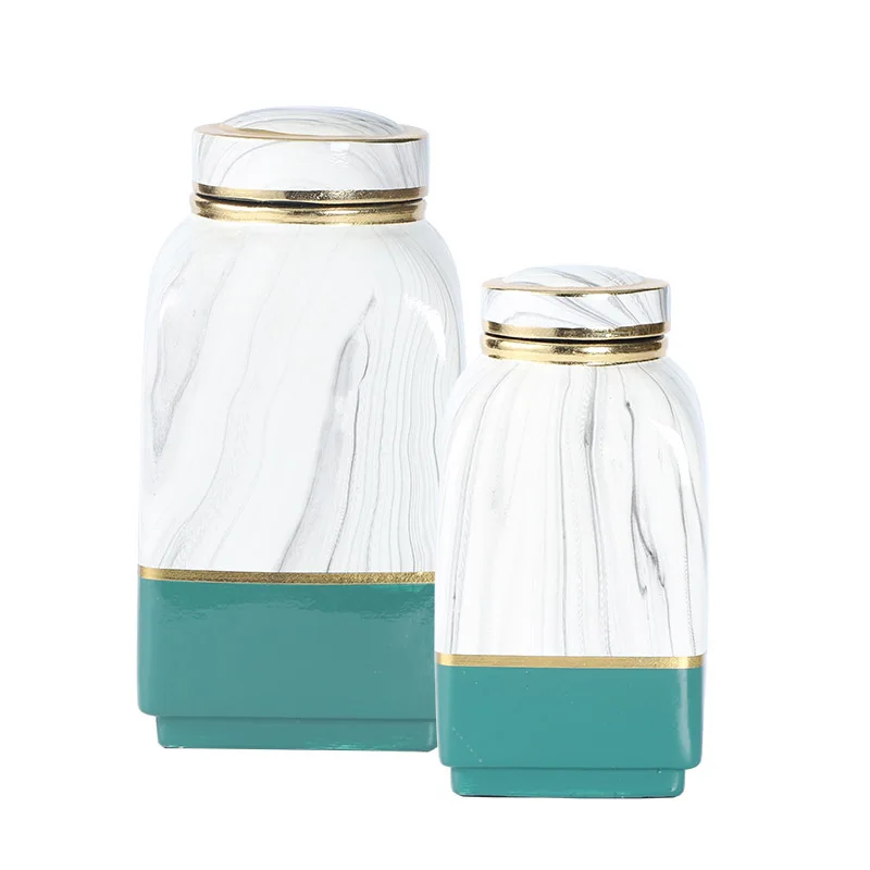 

Modern simple marbling ceramic pot light luxury home decoration handicraft wine cabinet soft decoration ceramic vase