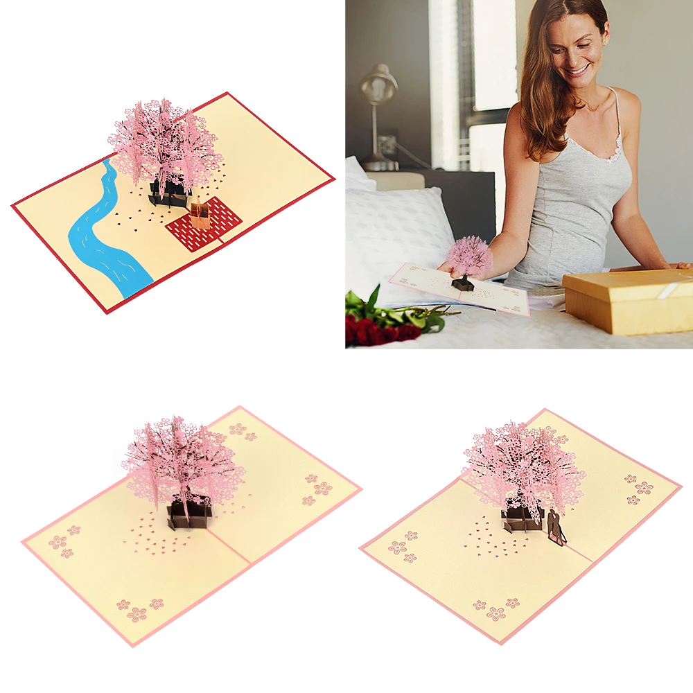 DIY 3D всплывающее окно вишня в цвету поздравительная открытка подарки на день