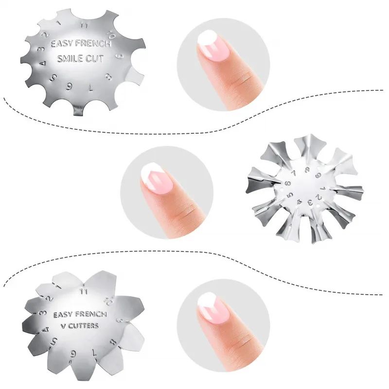 

Nail Art Manicure Edge Trimmer Diy Plate Module Stainless Steel Easy French Smile Line Gel Cutter Tool Nail Acrylic Tool Kit