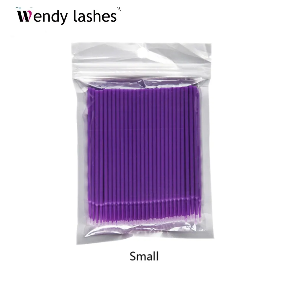 Purple 100 шт./упак. микро щетки одноразовые Microbrush аппликаторы для наращивания удалить микро щетки одноразовые Microbrush Аппликаторы әйел - Handle Color: Purple