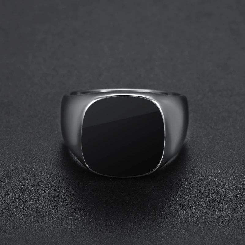 Мужское Винтажное кольцо с эмалью черное в стиле панк черной имитацией