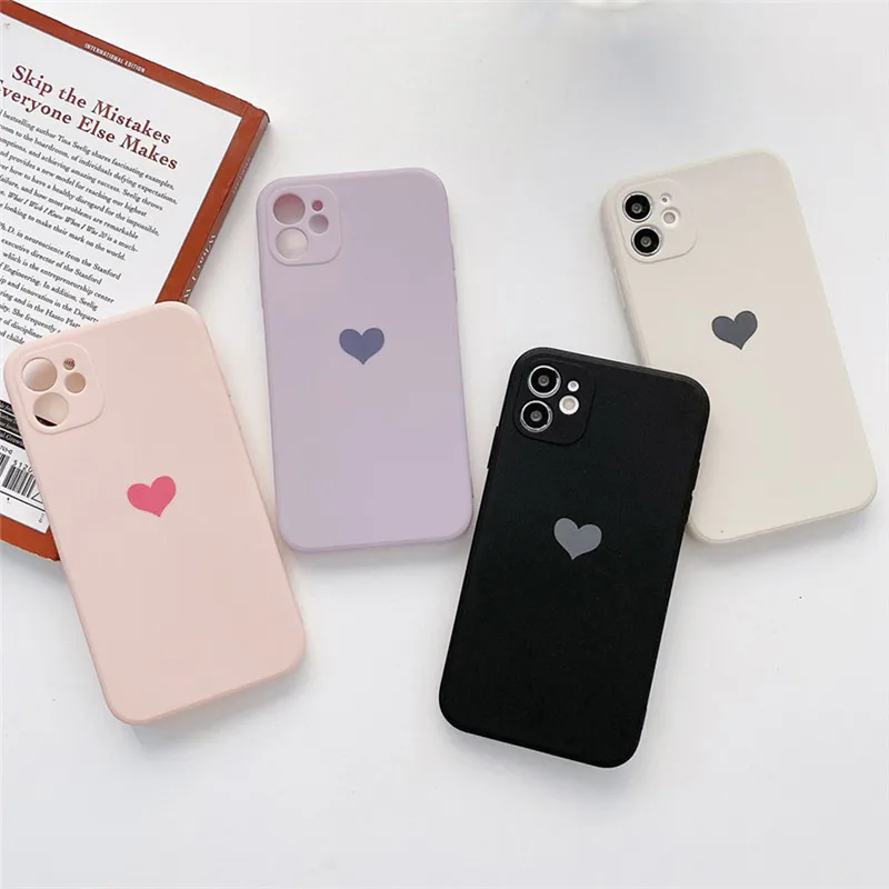 

Ottwn Colorful Love Heart Phone Case For iPhone 11 12 13Pro Max 13 Mini X XR XS Max 7 8 Plus Candy Color Soft TPU Silicone Cover