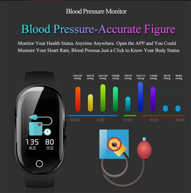 Умные часы M1 Pro с пульсометром Bluetooth наушники фитнес трекер измерением кровяного