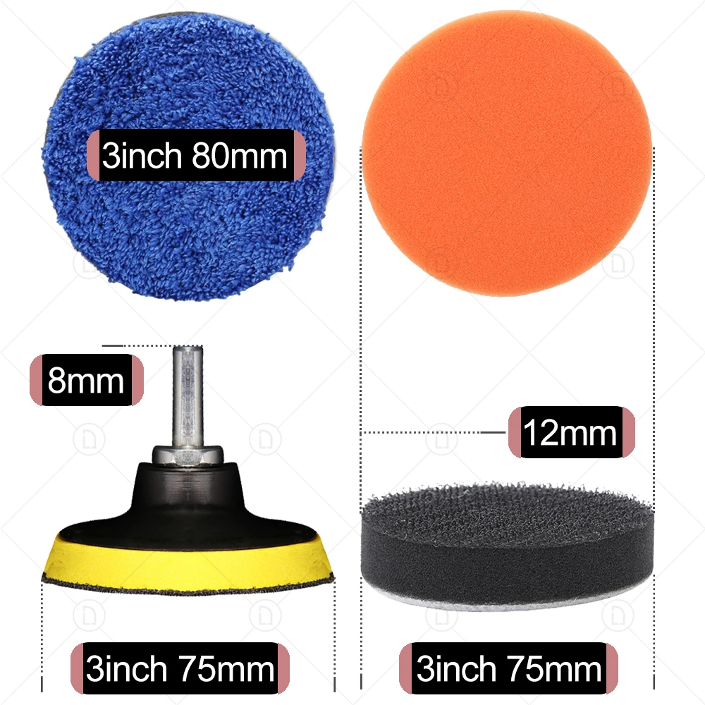 3 Inch Foam Sponge Buffing Backing Pads For Car Sanding Detailing Cleaning Polishing Waxing Headlight Polisher Restoration Kit | Автомобили