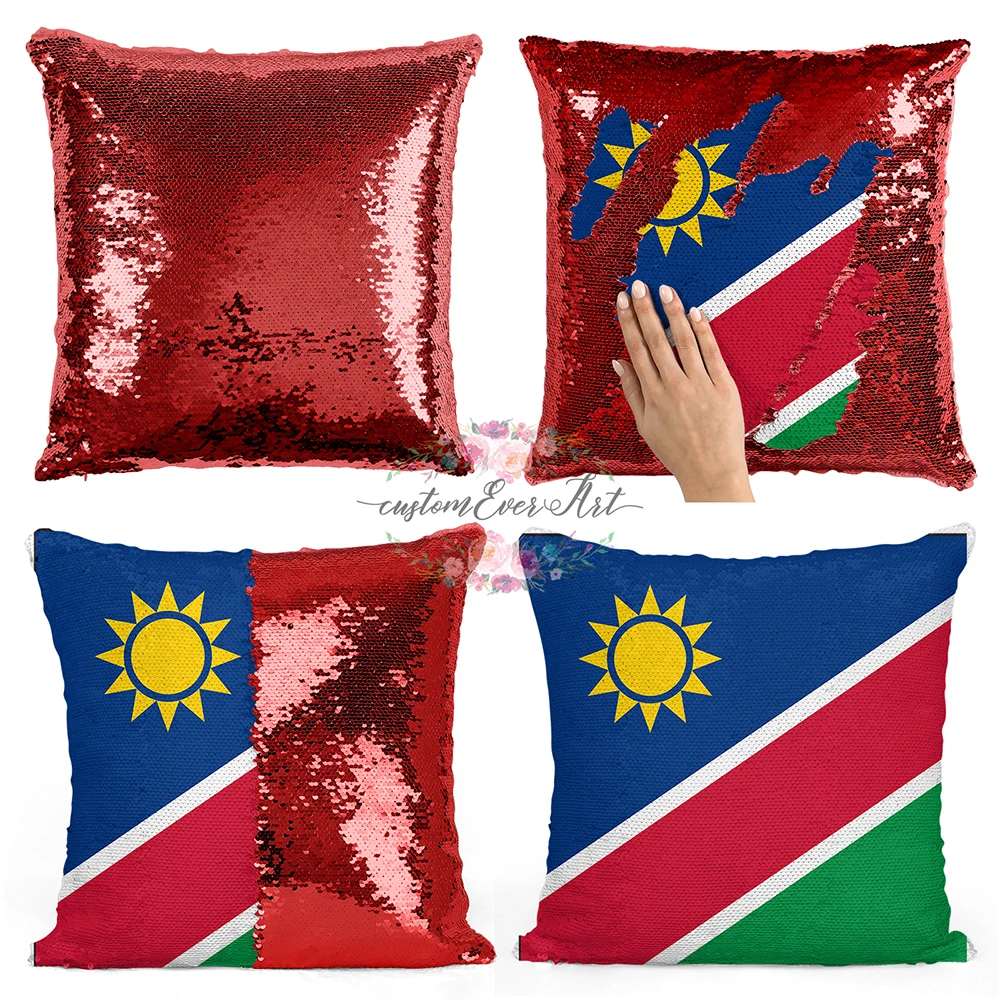 

Namibia Personalized custom picture pillow coverhome pillow reversible mermaid sequin pillow case cover