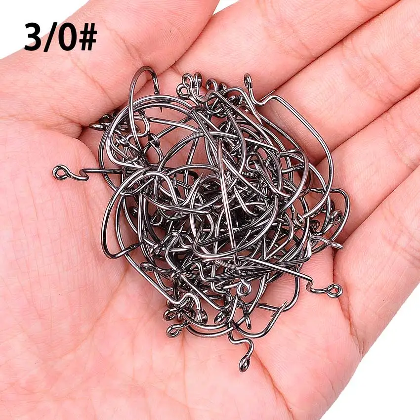 

10pc/ Box Fishing Hook Set Carbon Steel Wide Crank Hook Offset Fishhook for Soft Worm Lure Barbed Hook carp Fishing Hooks Tackle