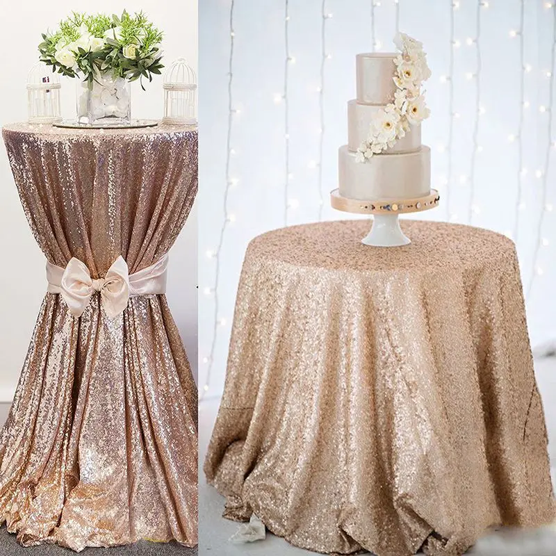 

3mm Full Household DIY Tablecloth Table Decoration Rose.Gold Sequin.Embroidered Tablecloth