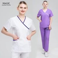 v neck anesthetist workwear dentistry nursing uniform pet grooming working clothes suits short sleeved beauty salon work clothes
