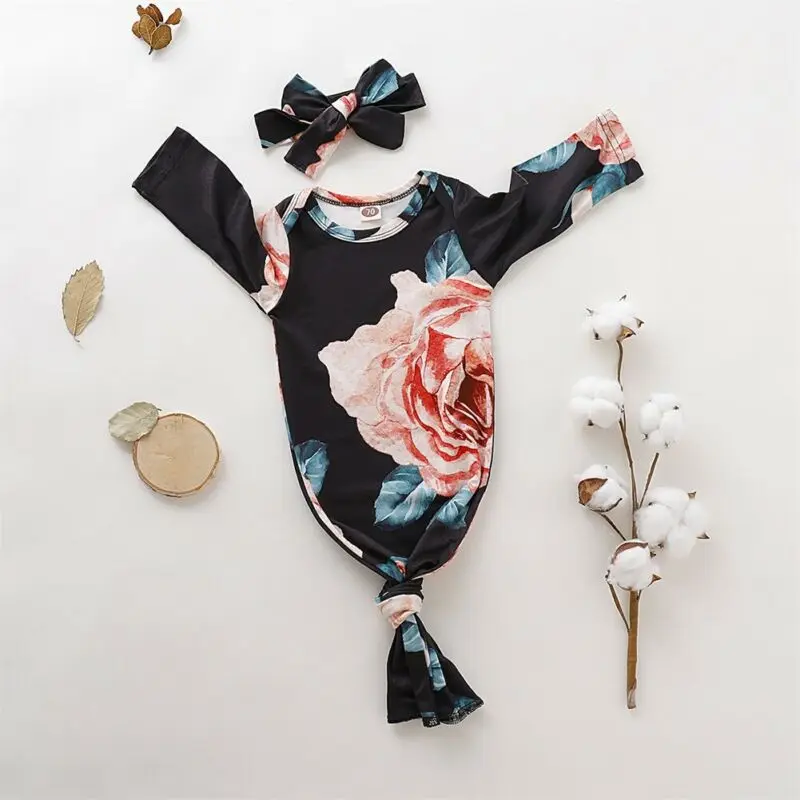 

Emmababy/спальный мешок с цветочным рисунком для новорожденных девочек, комплект из пеленки и повязки на голову, Детские спальные мешки, компле...