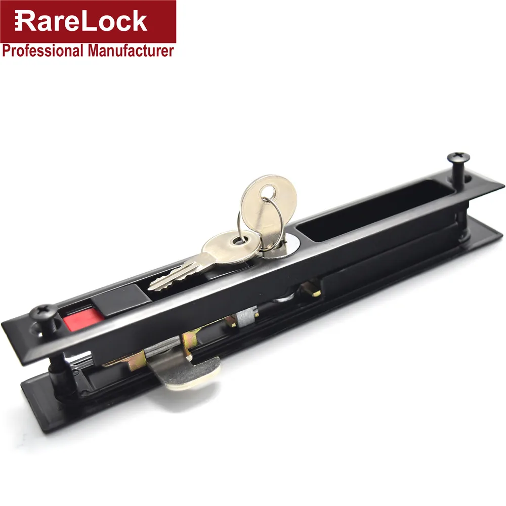 Rarelock раздвижные двери замок черный цвет 2 латунный ключ Спальня Гостиная Ванная комната мебель защелка замок MMS226 dd