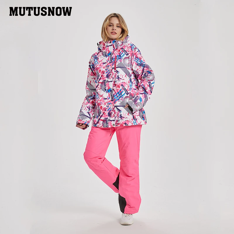 Mutusnow утолщенный теплый лыжный костюм для мужчин и женщин зимний FemaleBreat ветрозащитный водонепроницаемый лыжный Сноубординг куртка брюки костюм