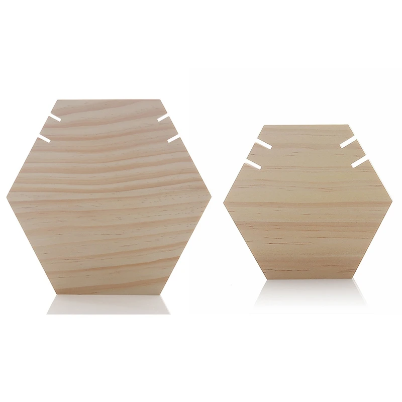 

Wood Necklace Display Stand Hexagon Board Jewelry Holder for Show Hanging Long Necklace Retail Jewelry Easel Display