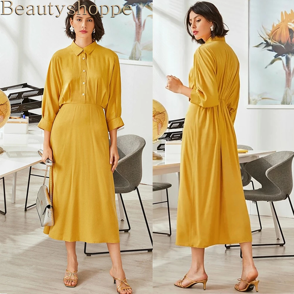 Женское однотонное платье Макси средней длины Элегантное повседневное длинное