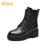 giyu 2021 autumn new genuine leather womens boots fashion martin boots platform ankle boots womens high heel short boots shoes