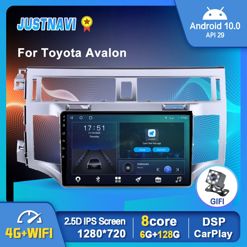 

JUSTNAVI Android 10.0 Car Radio For Toyota Avalon 2006-2010 Multimedia Video Player Navi Stereo BT Carplay 9" GPS DVD No 2 din