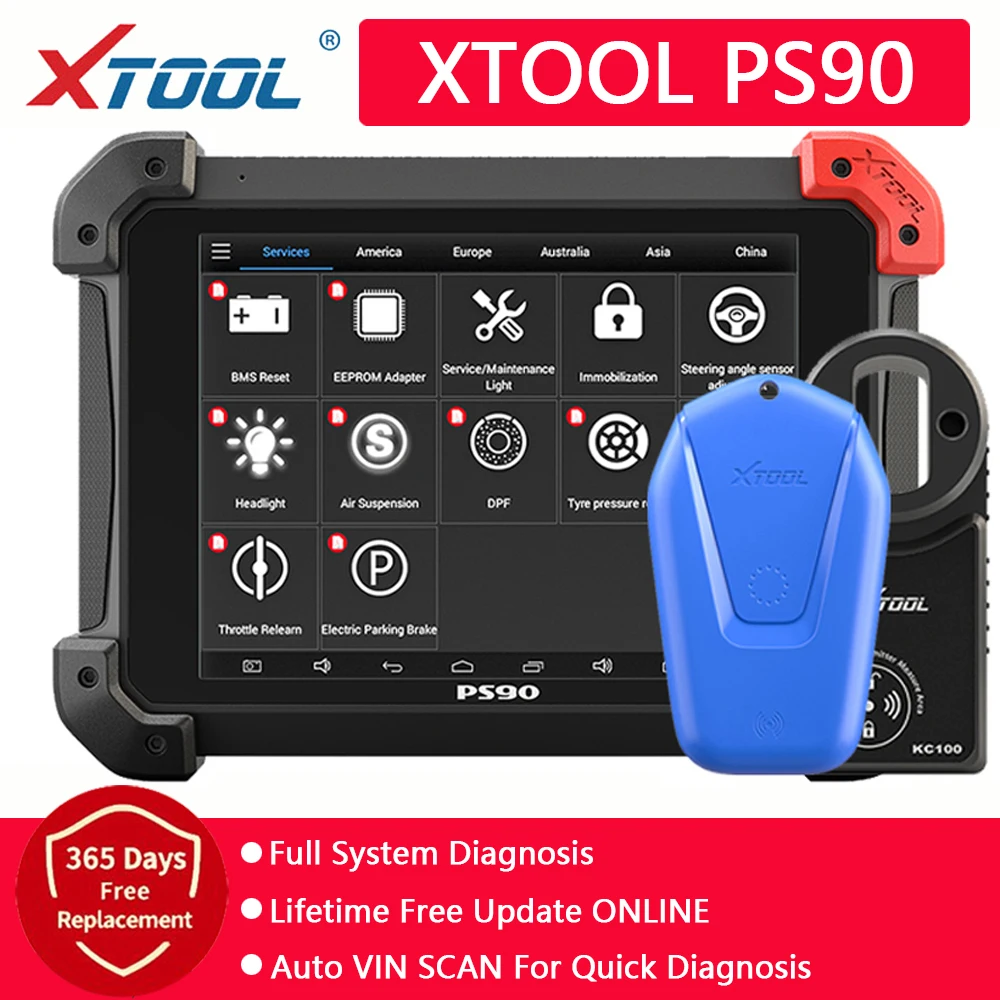 

XTOOL PS90 With KC100 KS-1 Full System OBD2 Car Diagnostic tool With BT/Wifi Key Programmer DPF ABS For Honda For BMW
