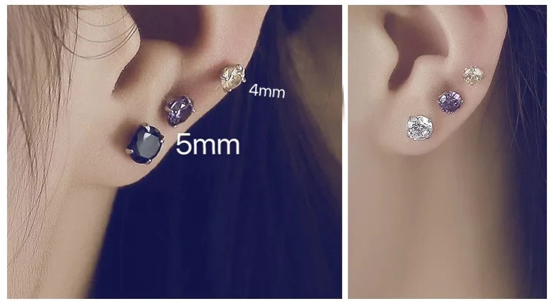 6 пар носков из Комплект сережек для женщин личности крошечные с горным хрусталем