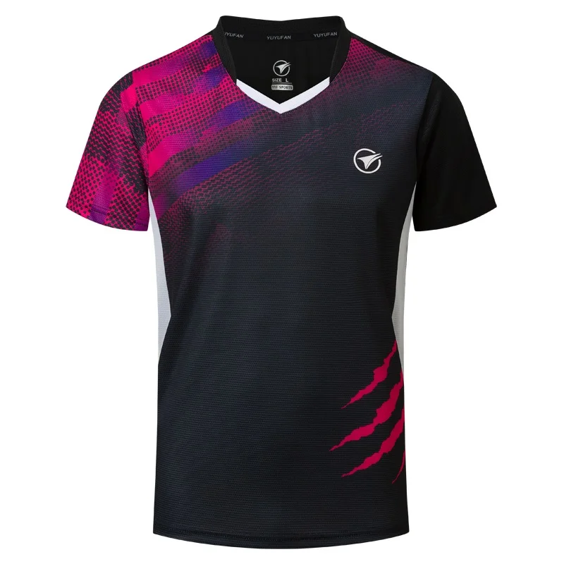 Man 1 shirt Новые рубашки для бадминтона для мужчин/женщин, спортивные рубашки для тенниса, футболки для настольного тенниса, быстросохнущие спортивные футболки для тренировок A121 - Цвет: Man 1 shirt