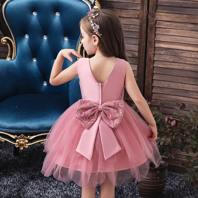 Детское кружевное платье без рукавов летнее Сетчатое с цветочным принтом для