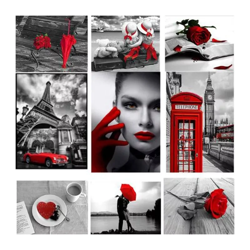 

AMY-Diamond Paint Red And Black Series, Full Embroidery 5D DIY, Square Diamond / Round Diamond, Decorative Diamond Painting
