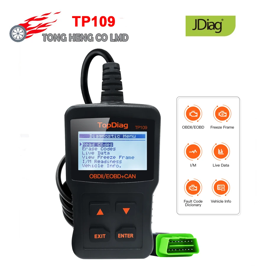 Сканер JDiag TP109 OBD2 считыватель кодов ошибок двигателя автомобиля диагностический