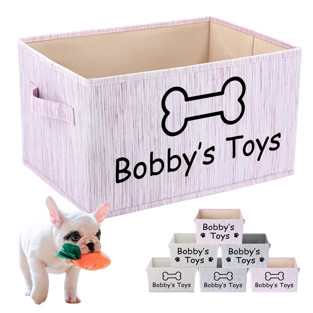 

Personalized Pet Toy Storage Box Free Dog Name Printing Custom Dog Cat Toy Storage Container Foldable Bag Basket For Dogs Cats