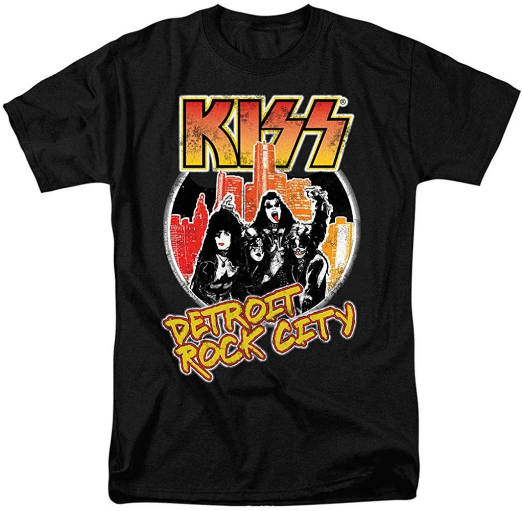 Металлическая футболка KISS Детройт рок город музыка глам для мужчин и женщин