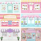Милый магазин, фон для девочек, принцесса, украшение на день рождения, мороженое, Пончик, детский душ, розовый, синий фон для фотографий, реквизит для фотостудии