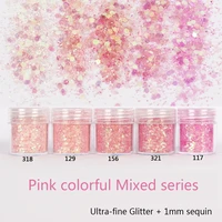 1jar glitter pink colors mixed series nail hair body face glitter holographic charm pigment flakes gel festival party decoration