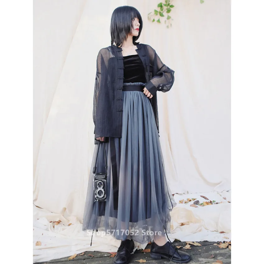 Кимоно женское кружевное в японском стиле кружевная черная рубашка-топ ретро