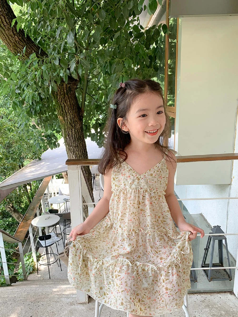 

Summer Dress Girls Sleeveless Suspender Dress Princess Kids Chiffon Floral Sling Beach Party Dress Children Birthday Clothing