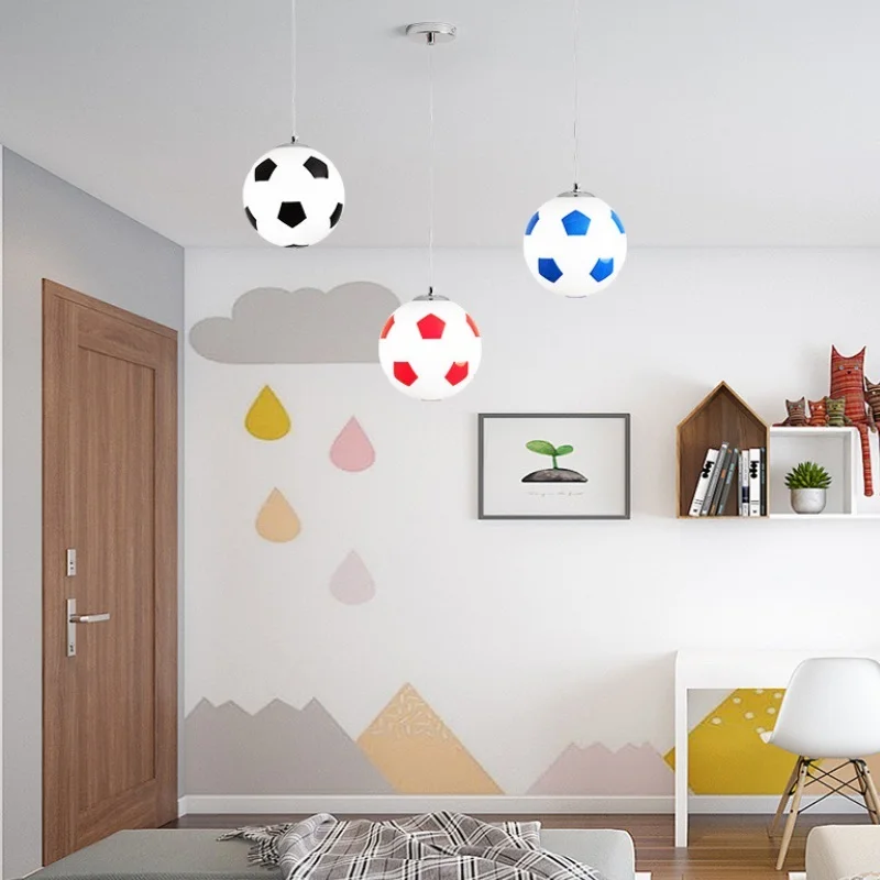 Современная Подвесная лампа в скандинавском стиле E27 с футбольным мячом