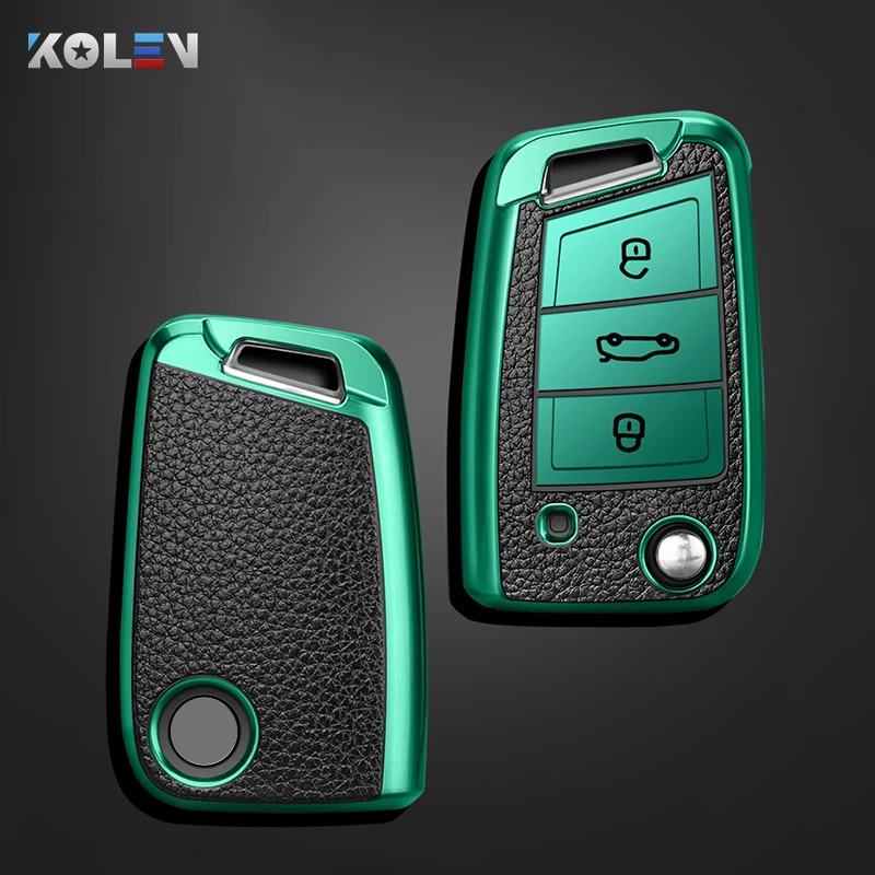 Кожаный + ТПУ чехол ключа дистанционного управления автомобилем для Volkswagen VW Golf 7