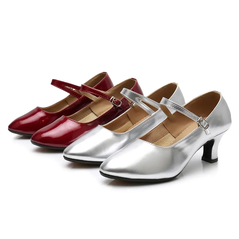 HROYL Dance Shoes Latin Tango Ballroom Jazz Modern for Women Girls Ladies 3.5/5.5CM Heels Rubber Sole Wholesale Gold/Silver/Red