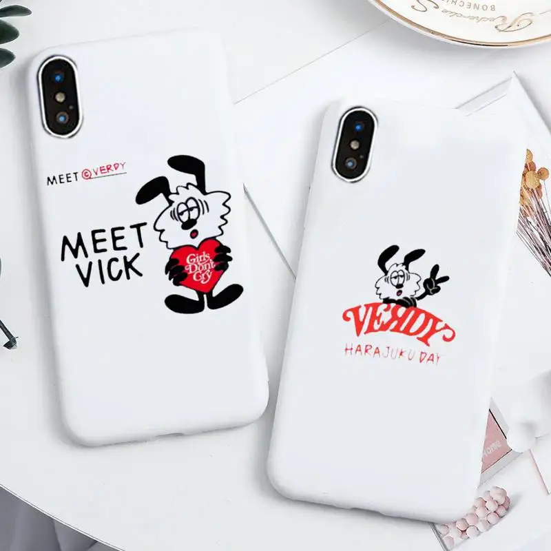 

VERDY HARAJUKU DAY Phone Case For IPhone 6 6s 7 8 Plus X Xs Xr Xsmax 11 12 Pro Promax 12mini Candy White Silicone Cover