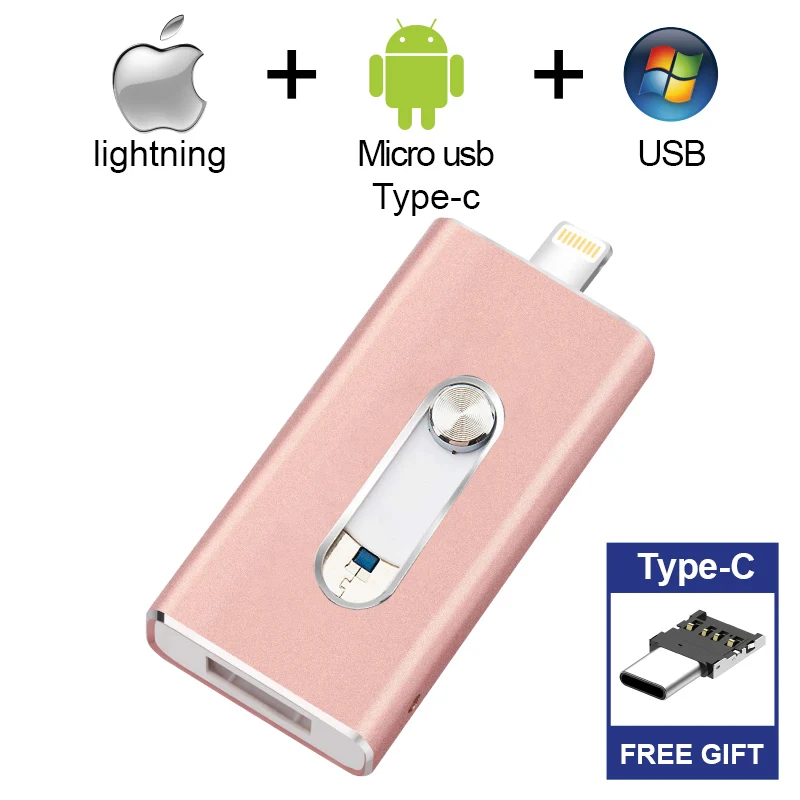 Бесплатный тип-C адаптер Флешка для iphone iPad OTG USB флэш-накопитель Android Micro Photostick USB 3,0 карта памяти 512 ГБ 256 ГБ 128 ГБ