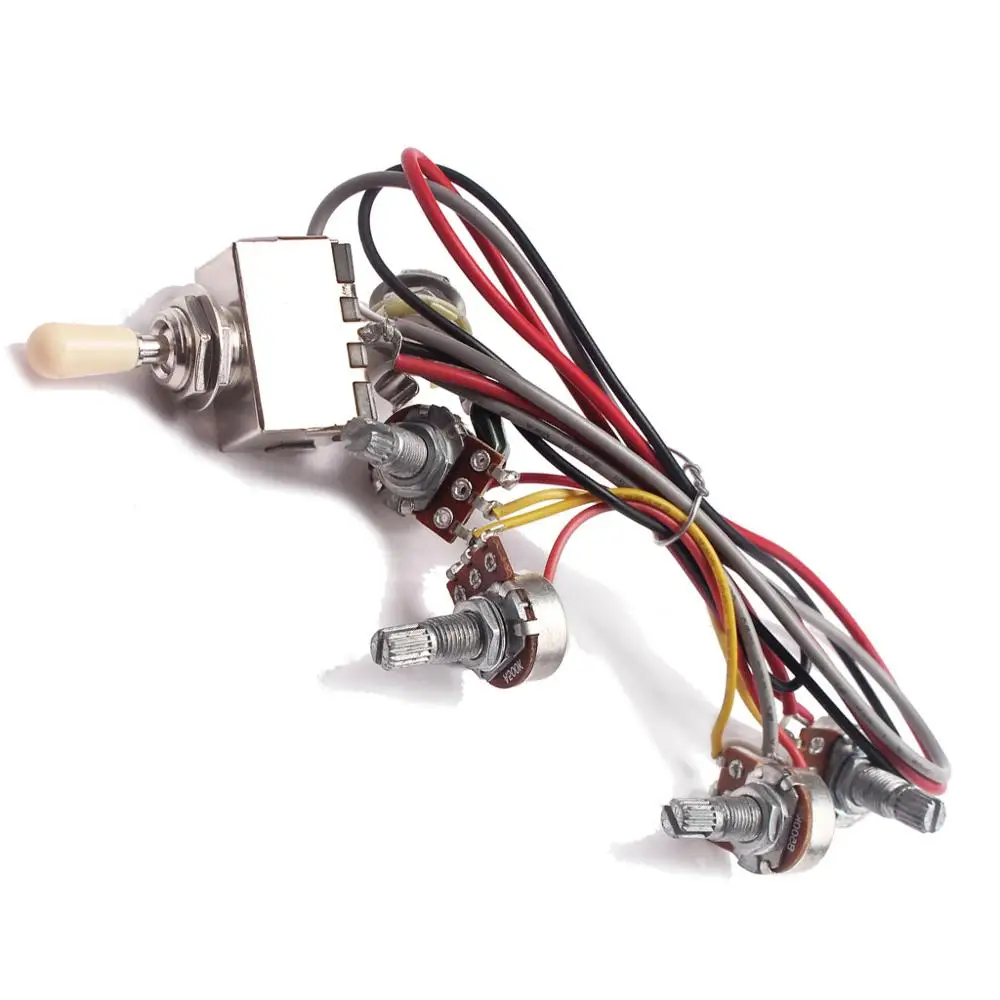 

1Set Wiring Harness 3 Way Toggle Switch 2V2T 500K Pots & Jack Guitar