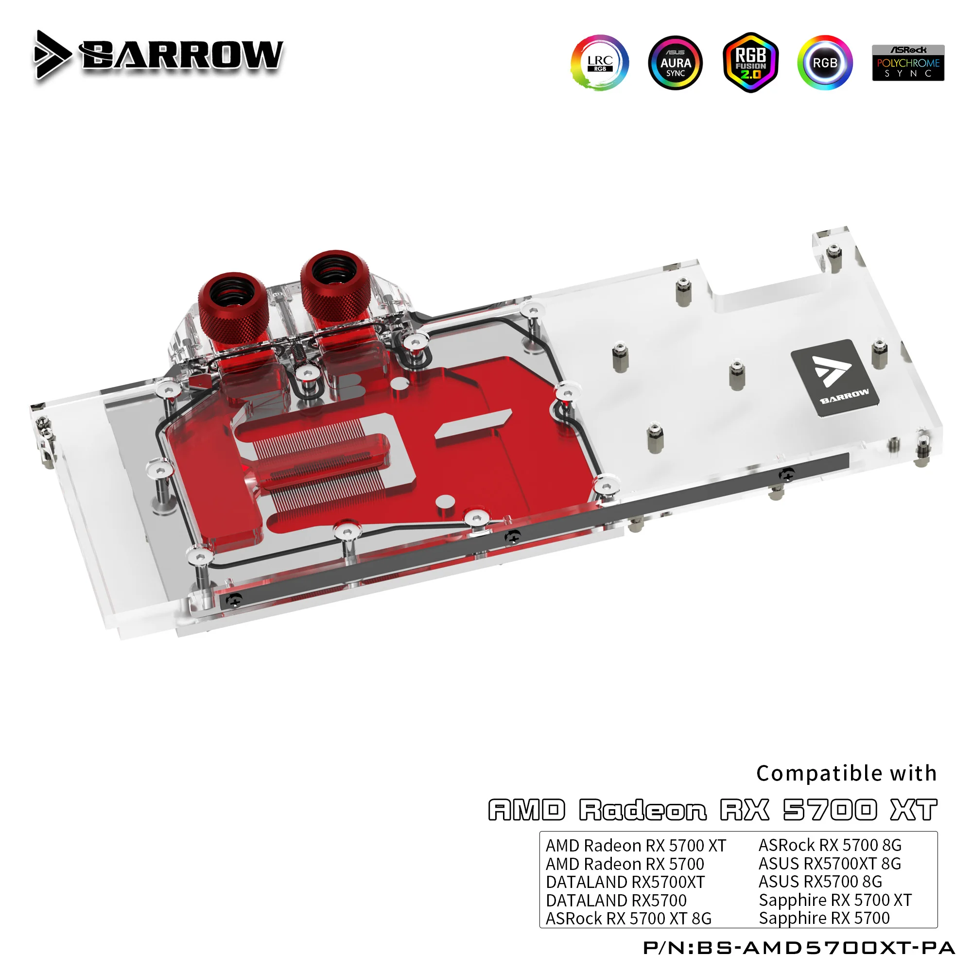 Блок для водяного охлаждения Barrow с полным покрытием Графическая карта AMD Founder Edition