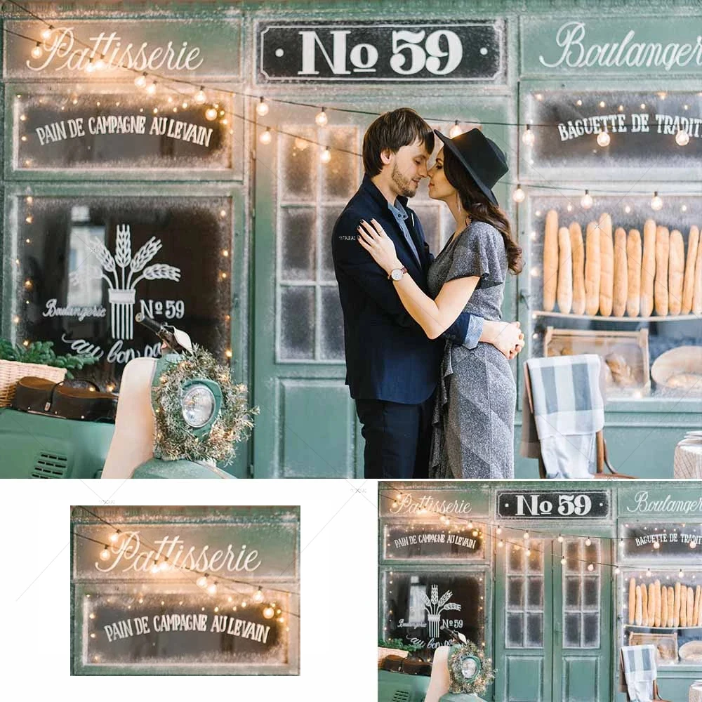 

Фон для фотосъемки в ретро-Магазине, винтажная синяя булочная декорация, свадебный фон, фотостудия, Фотофон