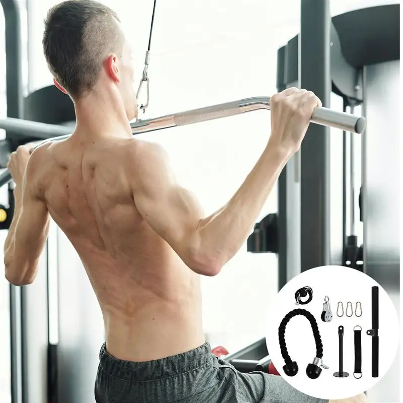 

1Set Portable Convenient Tricep Trainers Fitness Equipment Short Drag Rod Tricep Rope for Men Fitness Room Gym