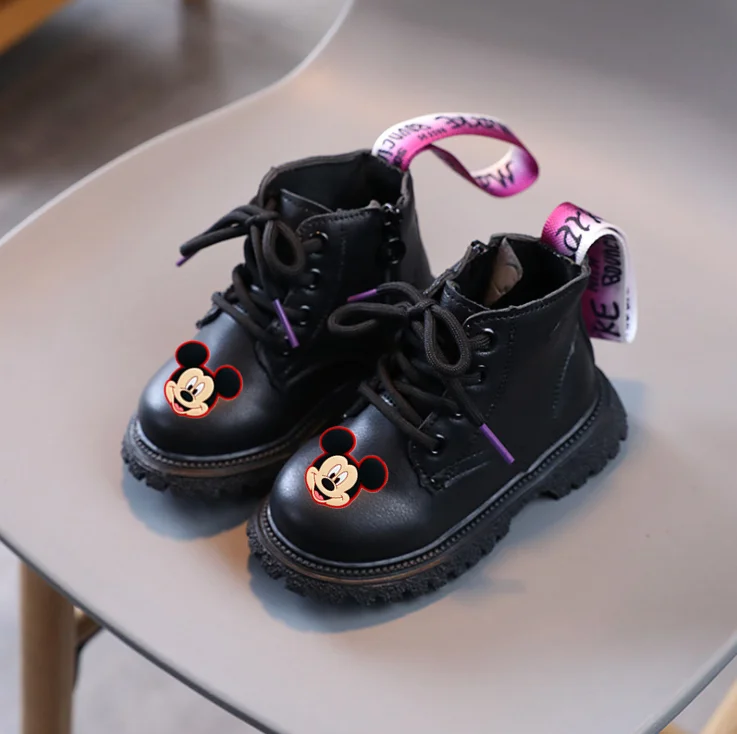 Классические детские повседневные туфли Disney Micky Mouse Симпатичные Теплые сникерсы