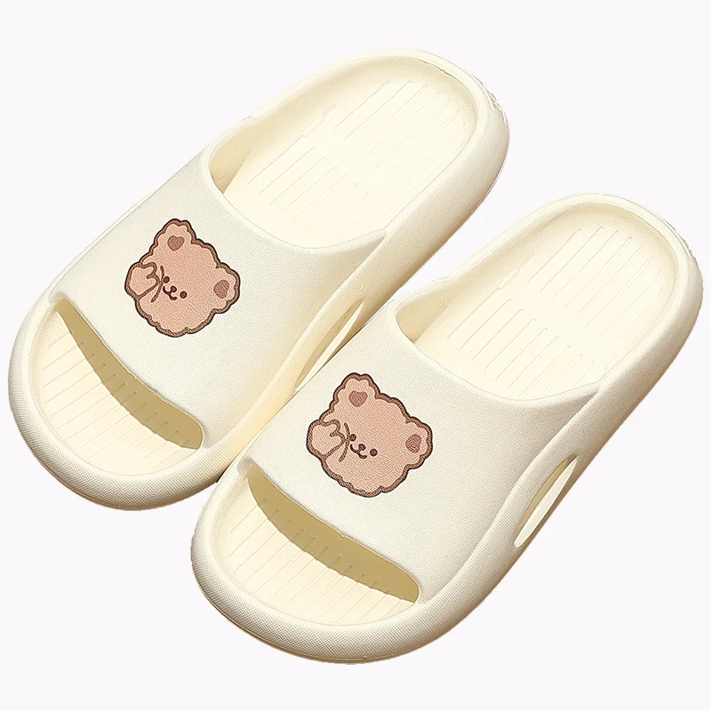 

Women Summer Indoor Bathroom Slippers Thick Non-slip Home Couple Cute Cartoon Bear Beach Sandals Men's slippers Deodorant Shoes