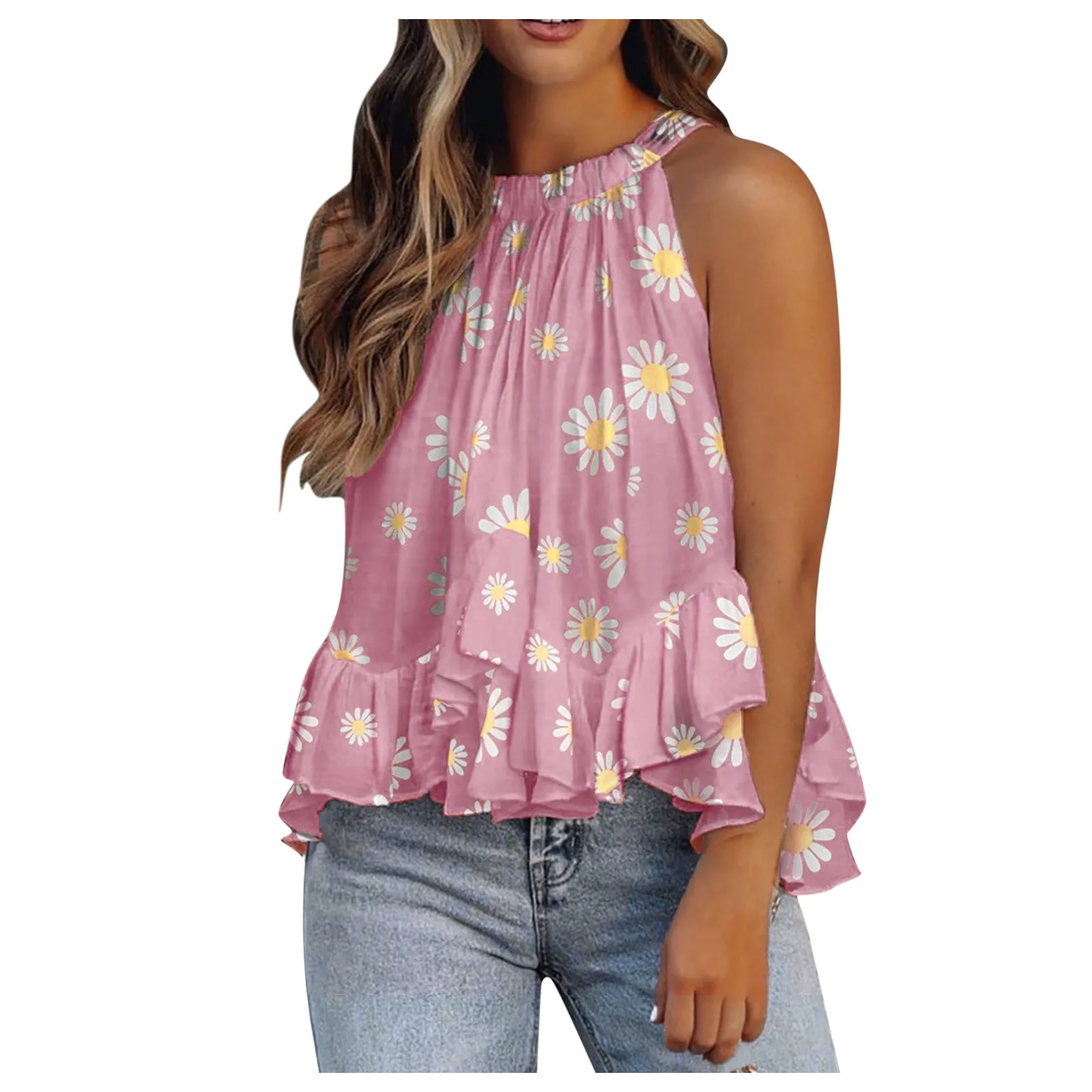 

40# Vintage Polka Dot Print Halter Women'S Blouse Sleeveless Halter Elegant Tops Women'S Blouse Sexy Draped Summer Blouses