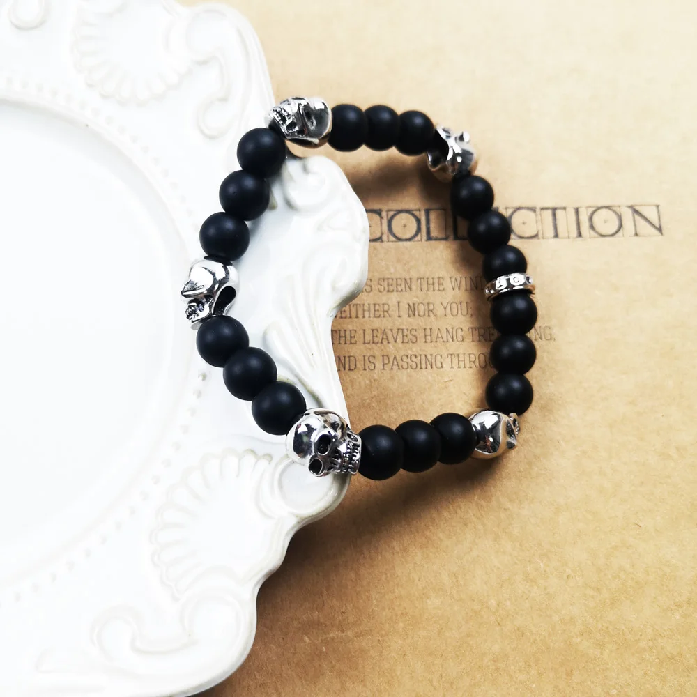 Стрейчевый браслет с миниатюрными черепами модные ювелирные изделия унисекс из