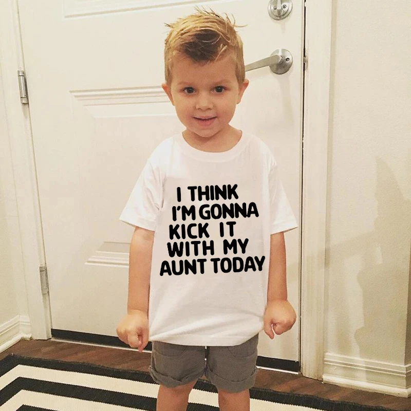 Летняя Детская новая популярная футболка я думаю что собираюсь - Цена: 344.33