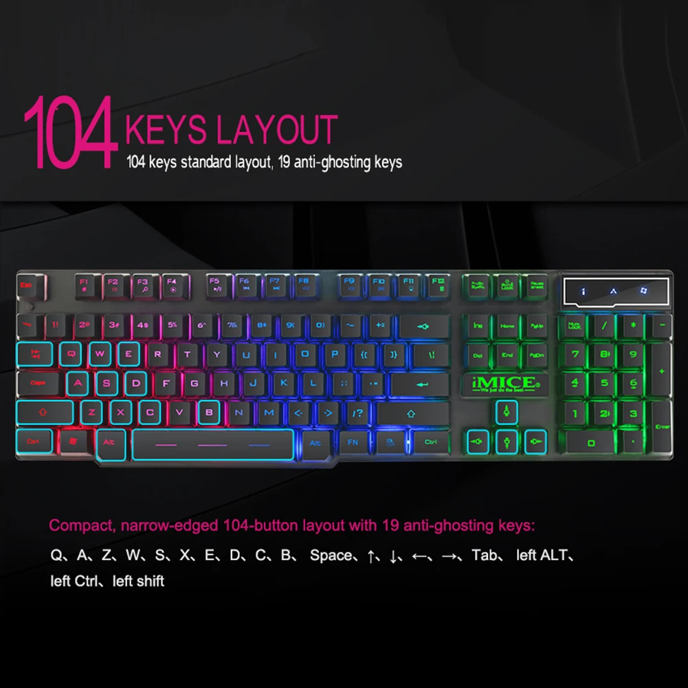 Игровая клавиатура Teclado Mecanico USB Проводная подвесная светодиодный светодиодной